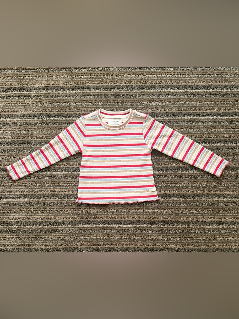 Toddler Girl Ribbed Long-Sleeve Multicolour Striped Top